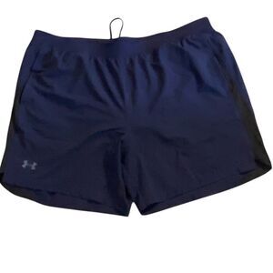 Under Armour Mens Blue Black Heatgear Fitted Launch Workout Running Shorts 3XL